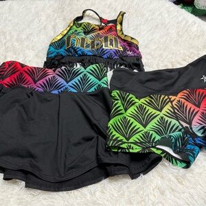 Rebel Athletic Gatsby Glam top, shorts and skirt Adult small